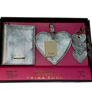 *NEW box Trina Turk HEART TRAVEL SET passport case Luggage Tag keychain 3 pieces